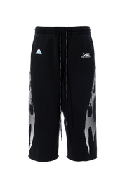 Gradient Flame 3/4 Shorts - Black