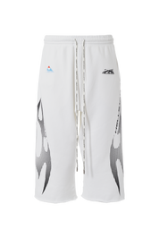Gradient Flame 3/4 Shorts - White