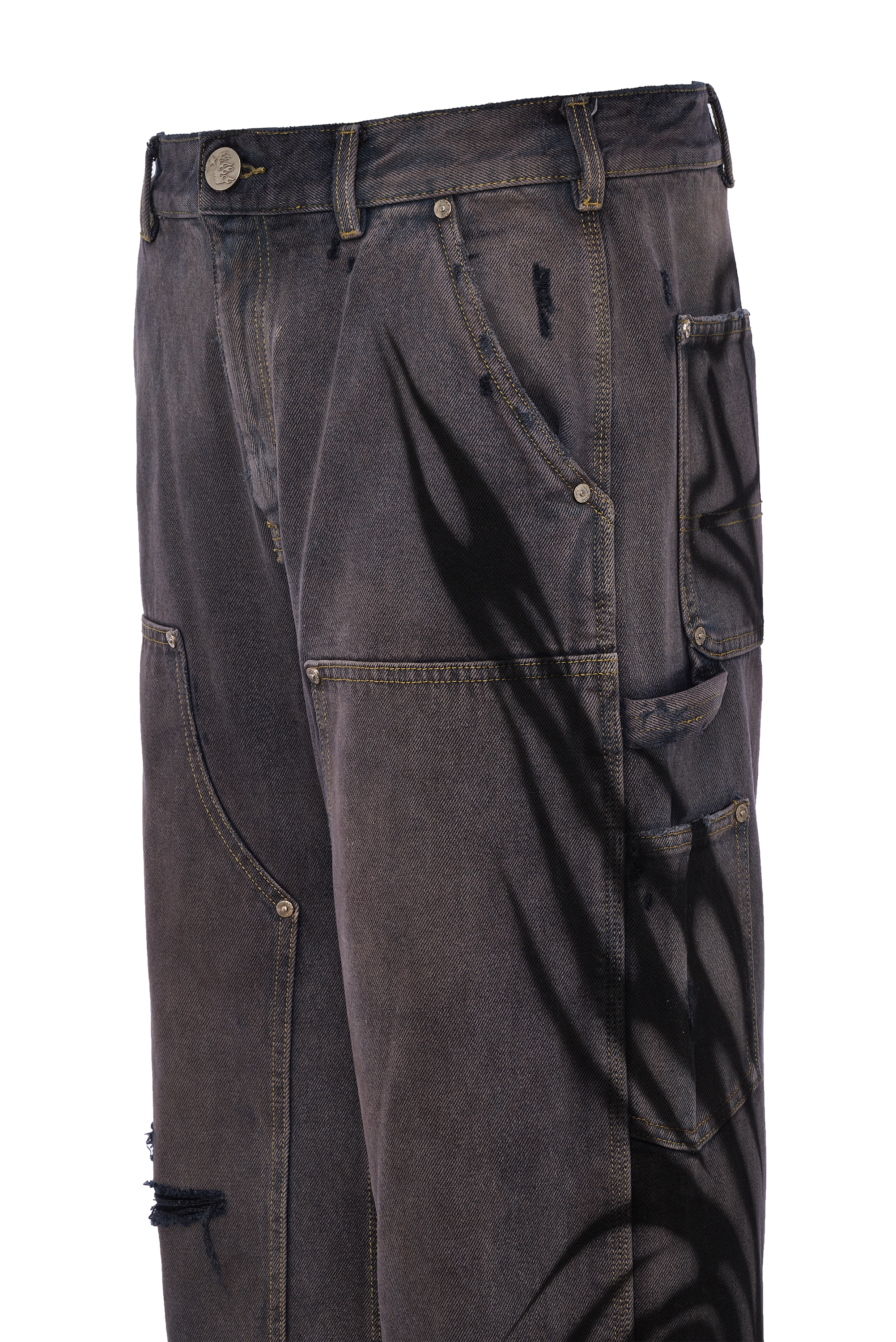 BLACK DENIM RIPPED PANTS - 1 OF 1 AIRBRUSH BY MILES FRANKLIN