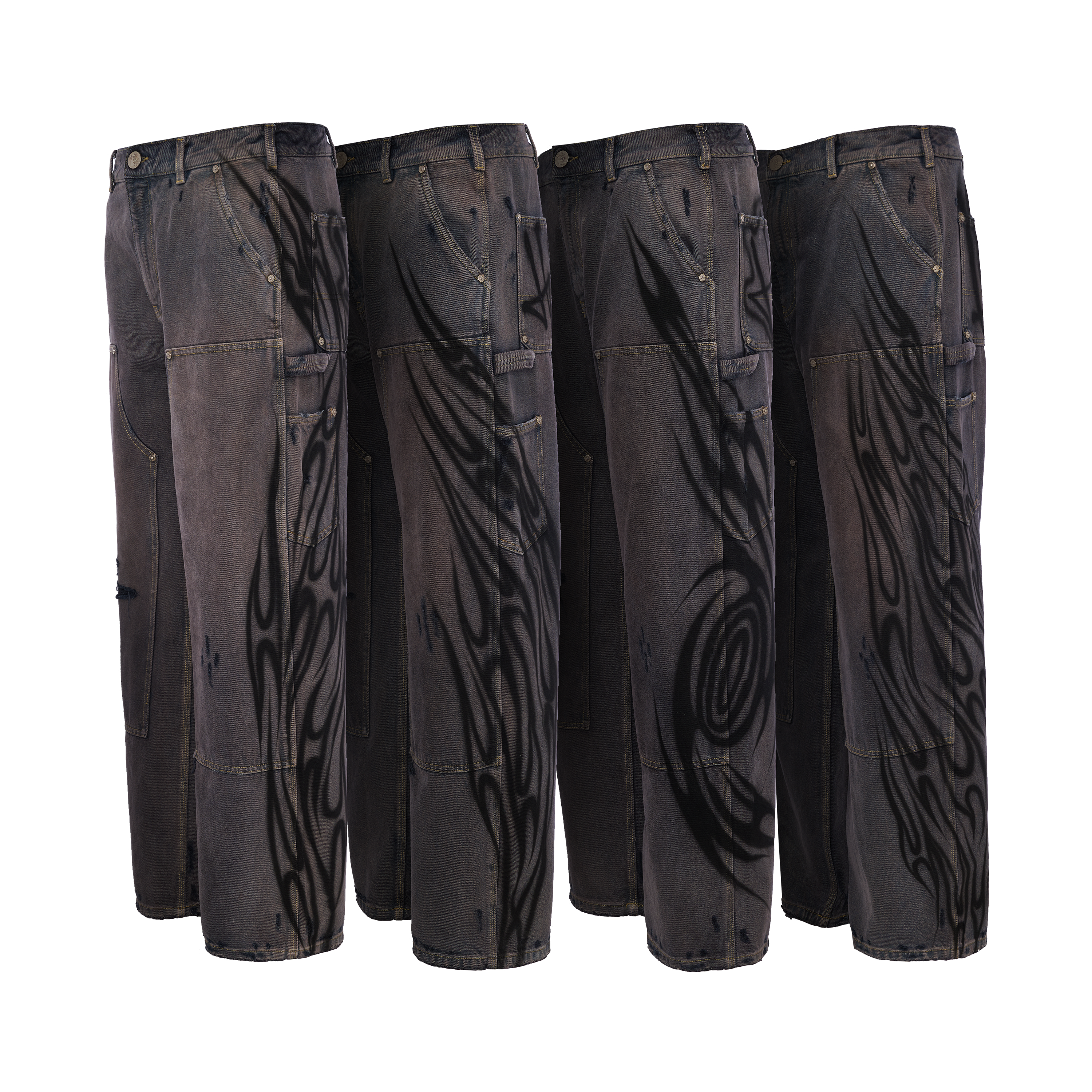 BLACK DENIM RIPPED PANTS - 1 OF 1 AIRBRUSH BY MILES FRANKLIN
