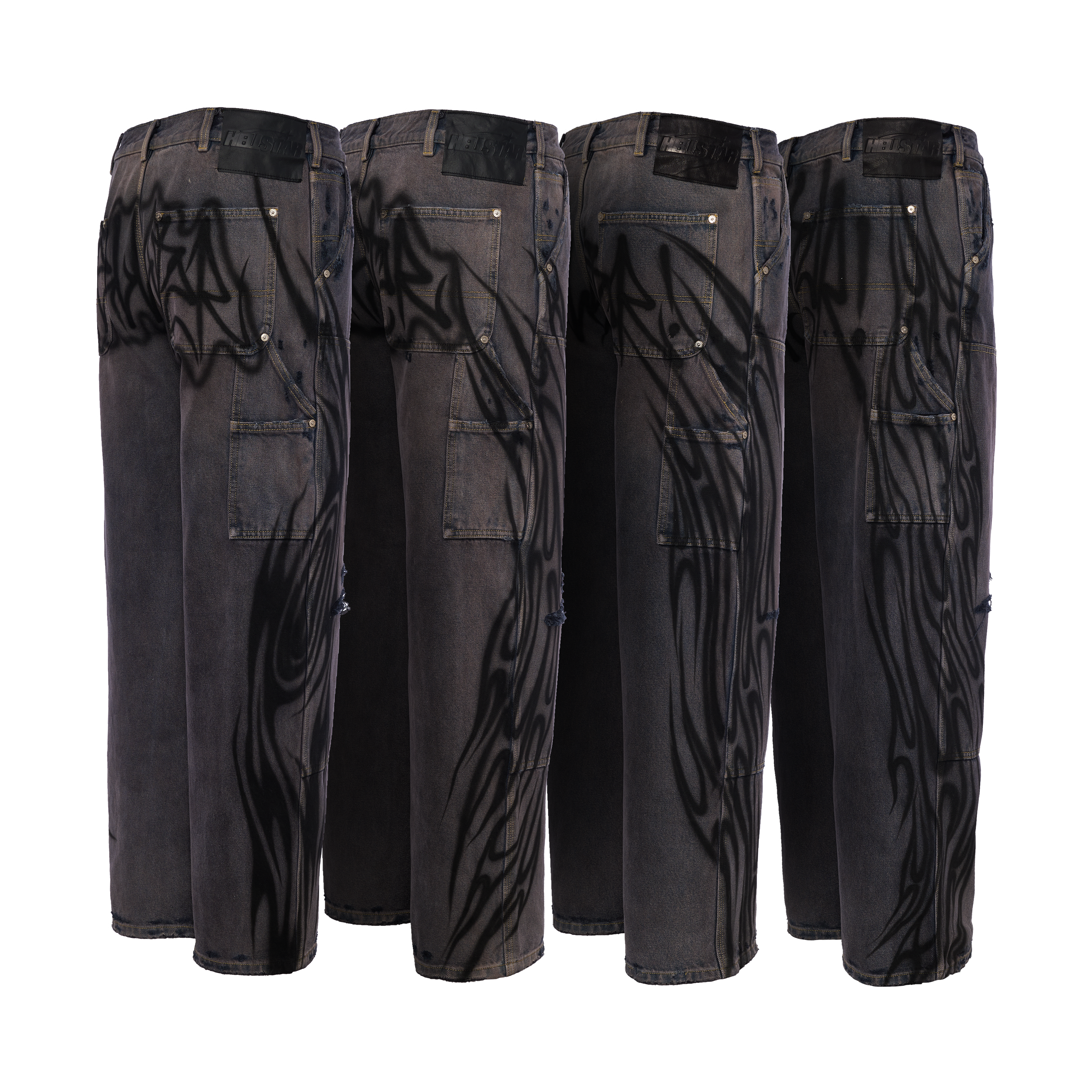 BLACK DENIM RIPPED PANTS - 1 OF 1 AIRBRUSH BY MILES FRANKLIN