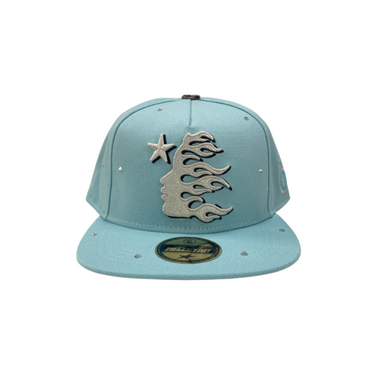 Baby Blue Fitted Rhinestone Hat