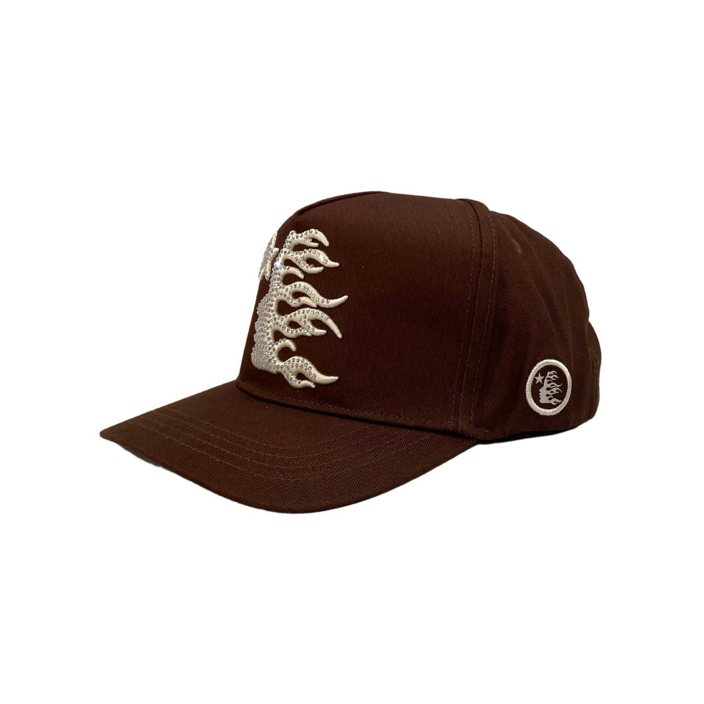 Brown Snapback Hat (Rhinestones Logo)