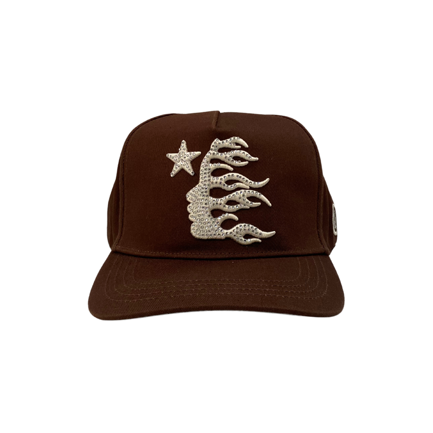 Brown Snapback Hat (Rhinestones Logo)
