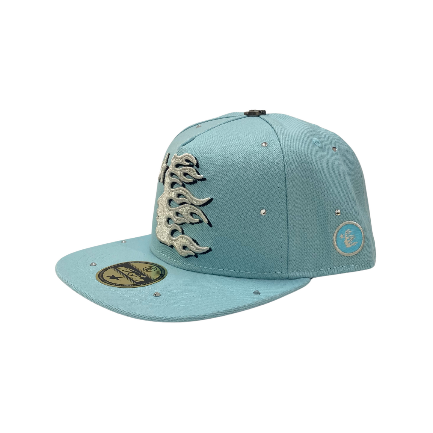 Baby Blue Fitted Rhinestone Hat